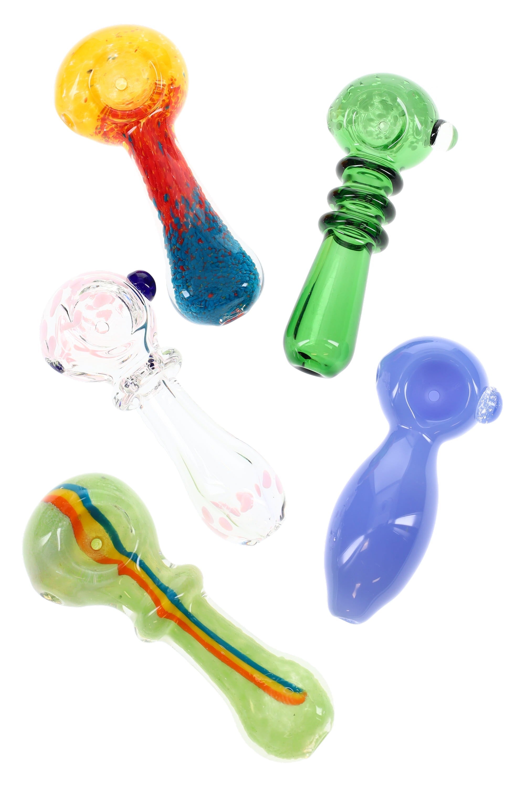 Colorful Glass Spoon Pipe “Grab Bag” – 4″–4.5″ – Assorted