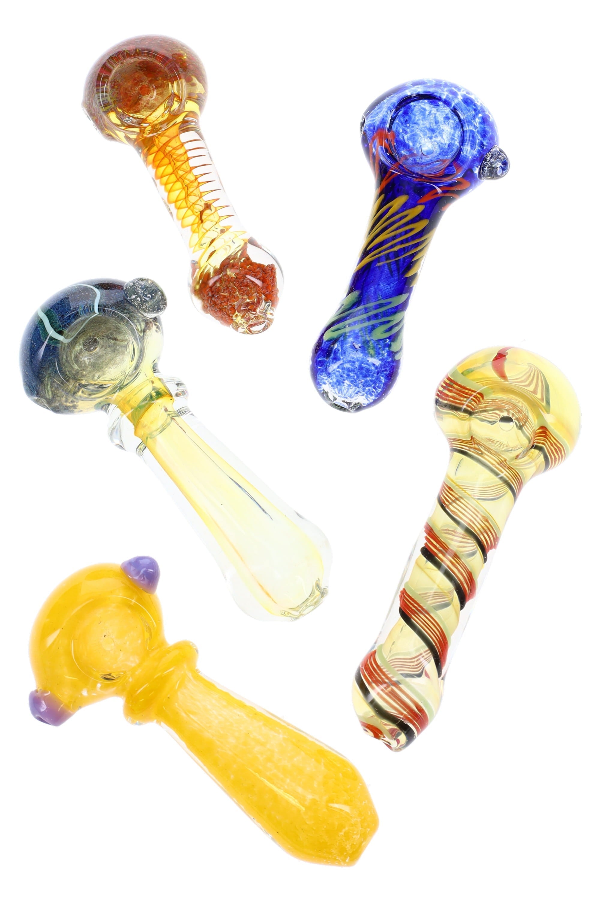 Colorful Glass Spoon Pipe “Grab Bag” – 4″–4.5″ – Assorted